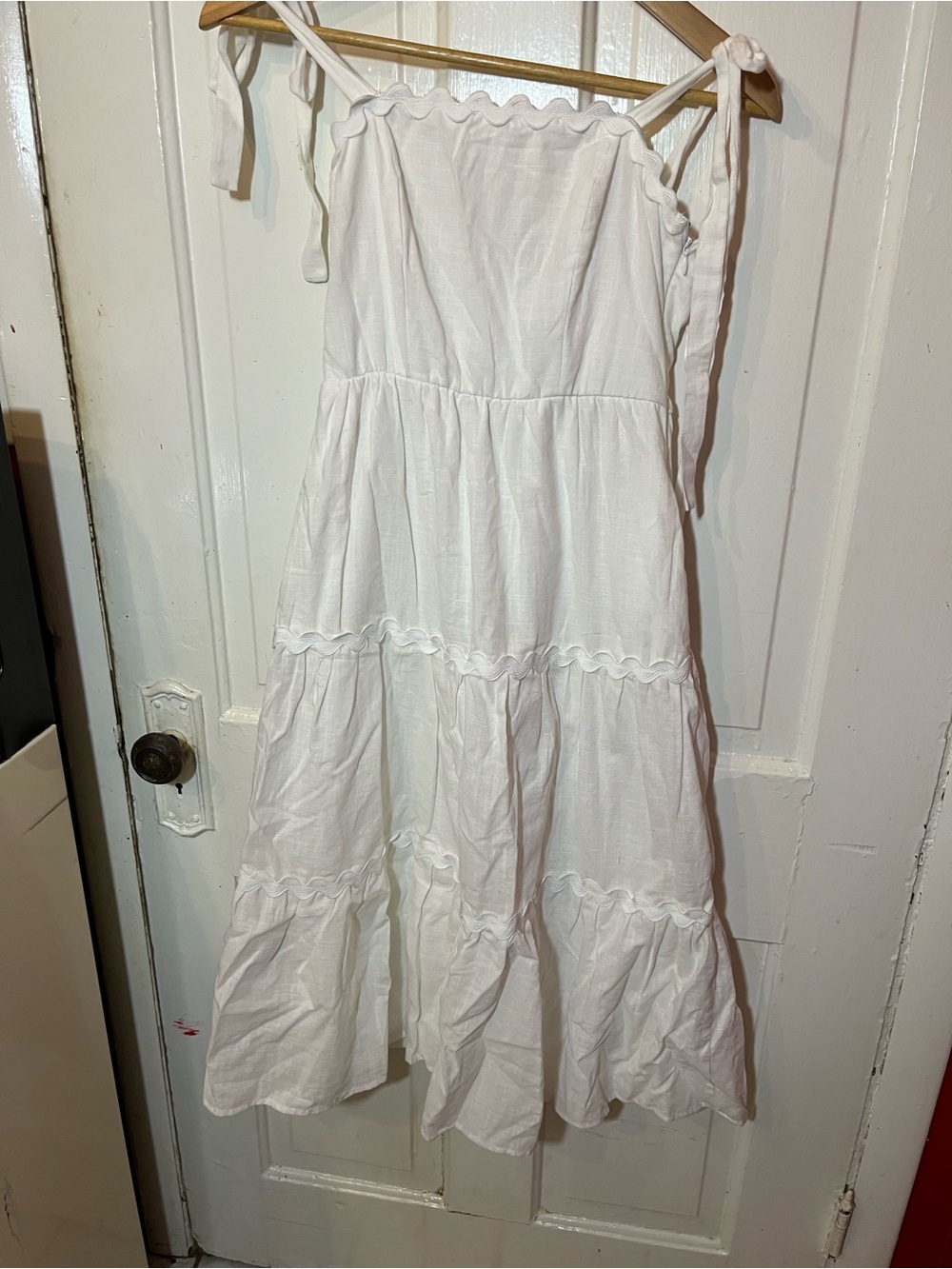 Francesca's Collections White Tiered Tie-Strap Sundress for ladies